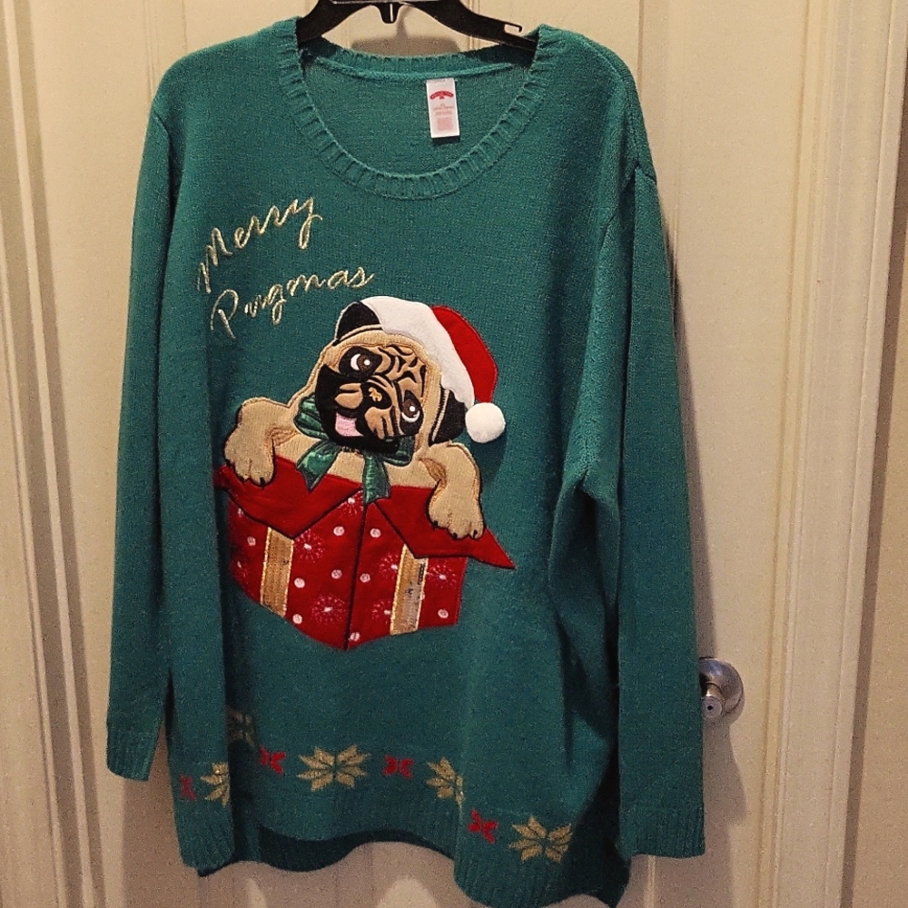 Holiday Time Christmas Sweater, 4X, Green